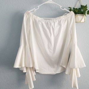 Off the shoulder flare seelved blouse